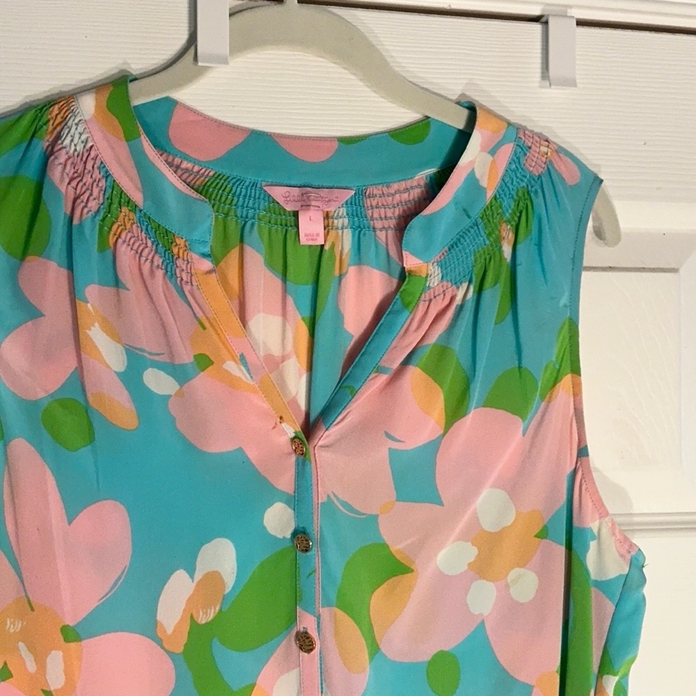 Lilly Pulitzer Floral Sleeveless Top Size Large